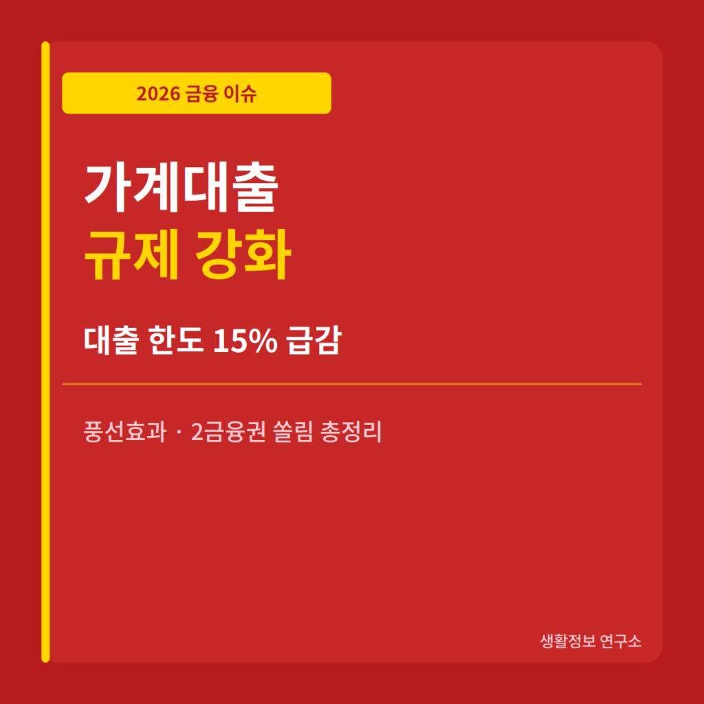 2026 가계대출 규제 강화 은행 대출 한도 풍선효과