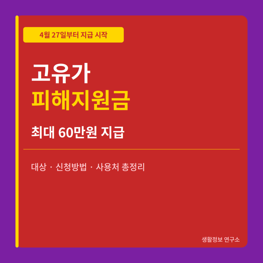 고유가 피해지원금 4월 27일부터 최대 60만원 신청방법