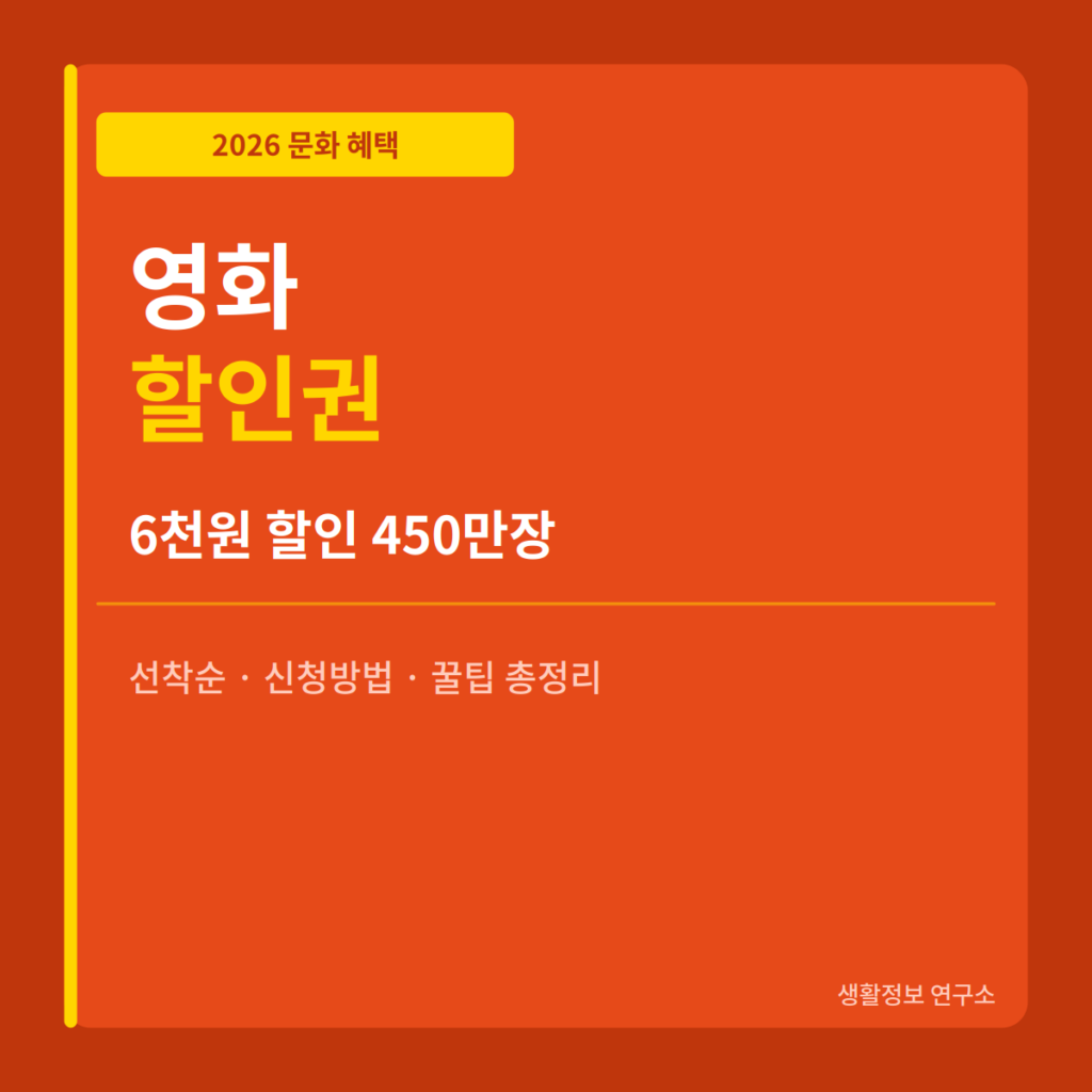 영화 할인권 신청방법 6천원 할인 450만장 선착순