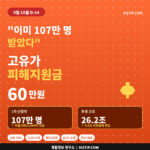 107만 명 받은 고유가 피해지원금 60만원 5월 18일 D-14 인포그래픽