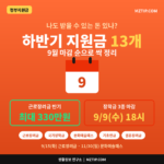 하반기 지원금 총정리 13개, 9월 마감 순으로 (2026) 1 하반기 지원금 13개 9월 마감 순 정리 썸네일